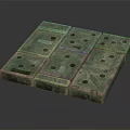 Ancient Green Jade Square Blocks Featuring Circular Holes And Intricate Surface Carvings