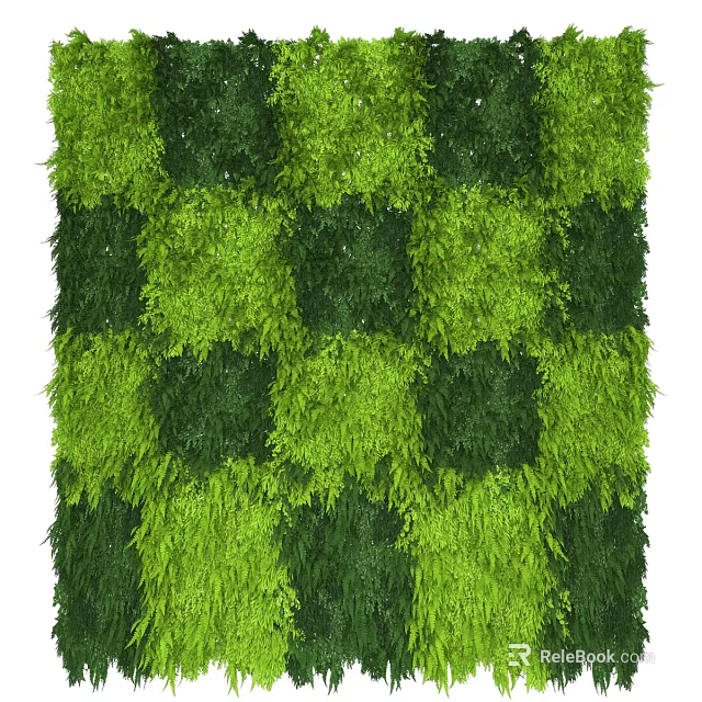 Living Plant Wall with Lush Green Checkerboard Pattern for Modern Indoor Space Decoration 3d model 