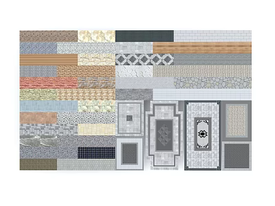 Modern Paving Setches Road Garden Road Paving Courtyard Paving Trail 3d model