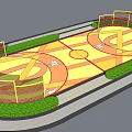 Colorful Basketball Court Design With Yellow Green Flooring And Surrounding Green Border