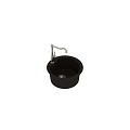 Modern Black Round Kitchen Sink With Silver Curved Faucet And Drain