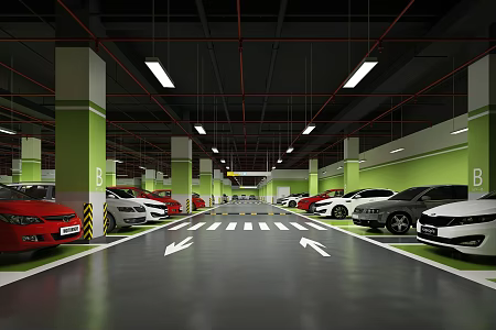 Underground parking garage 3d model