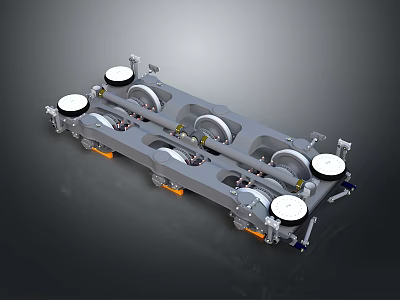 Mechanical Chassis Structure With Metal Frame Multiple Wheels And Bearing Components 3d model