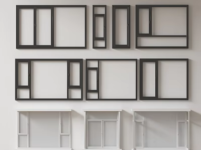 Casement Windows Modern Design Black White Frames Different Styles For Home Interior Exterior 3d model