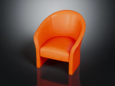 Modern Orange Upholstered Accent Chair With Curved Backrest And Armrests 3d model