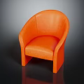 Modern Orange Upholstered Accent Chair With Curved Backrest And Armrests