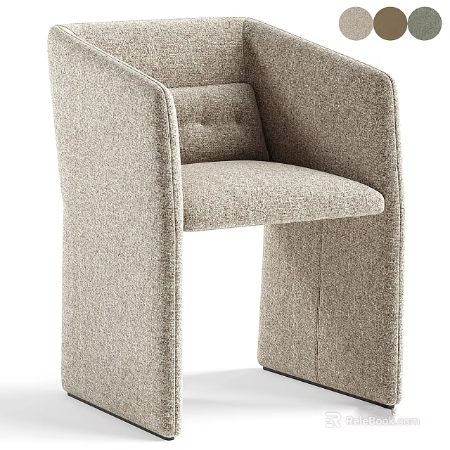 Modern Beige Upholstered Chair With Minimalist Design And Comfortable Armrest Structure 3d model