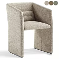Modern Beige Upholstered Chair With Minimalist Design And Comfortable Armrest Structure 3d model