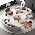 Modern Sofa Coffee Table Combination Curved Sofa Shaped Sofa Multi-person Sofa Leisure Sofa Glass Coffee Table Leisure Chair Office Sofa Floor Lamp 3d model