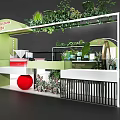 Fresh Greenery Decorated Modern Exhibition Booth Design For Cosmetic Brand Product Trade Show