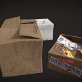 Various Cardboard Boxes Featuring Handwritten Labels Sealed Open And Taped Packages 3d model