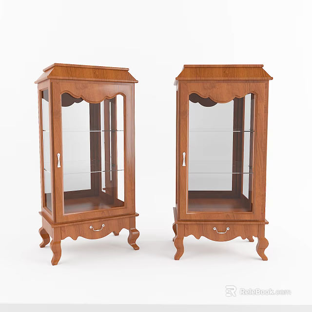 Classic Wooden Entryway And Side Cabinets With Glass Doors And Drawers 3d model 