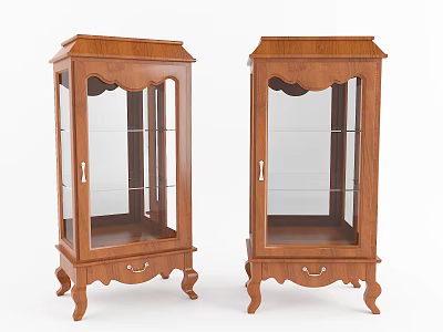Classic Wooden Entryway And Side Cabinets With Glass Doors And Drawers 3d model