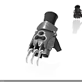 3D Rendered Claw Glove With Silver Metal Claws Black Fabric And Small Replica