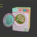 White Front Loading Washing Machine With Open Door And Digital Control Panel 3d model