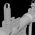 Detailed 3D Rendered Weapon Featuring Rocket Launcher Pistol And Rocket Components