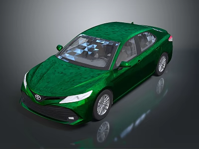Shiny Green Toyota Sedan With Sleek Exterior And Reflective Surface Design 3d model