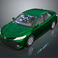 Shiny Green Toyota Sedan With Sleek Exterior And Reflective Surface Design