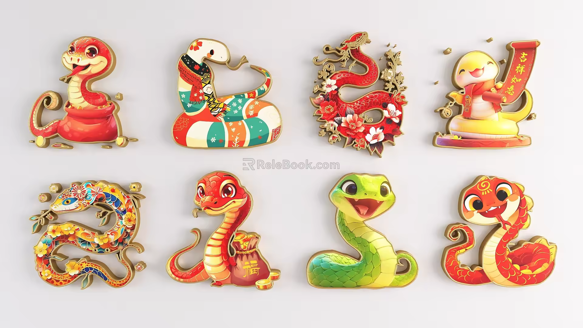 National Tide Year of the Snake Silhouette Year of the Snake Zodiac Snake Element Cartoon Snake Decoration Snake Beauty Element Year of the Snake Beauty 3d model