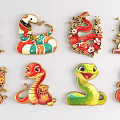 National Tide Year of the Snake Silhouette Year of the Snake Zodiac Snake Element Cartoon Snake Decoration Snake Beauty Element Year of the Snake Beauty 3d model