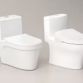 Two Modern White Ceramic Toilets Featuring Sleek Design And Different Styles 3d model