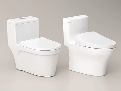 Two Modern White Ceramic Toilets Featuring Sleek Design And Different Styles 3d model