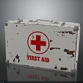 Vintage White First Aid Kit With Red Cross Symbol And Rustic Design