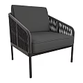 Sleek Black Wicker Leisure Chair With Metal Frame And Comfortable Cushioned Seat