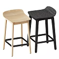 Modern Minimalist Bar Stools In Light And Black Wood With Slim Legs Square Base