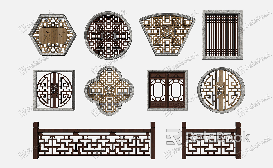 Chinese cut-out window grille model