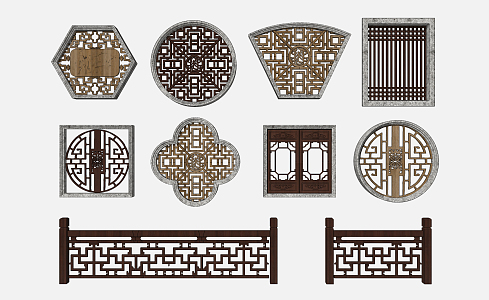 Chinese cut-out window grille 3d model