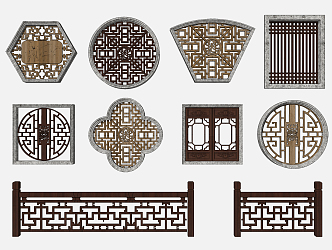 Chinese cut-out window grille 3d model