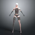 3D Futuristic Female Character With White Hair And Mechanical Armor