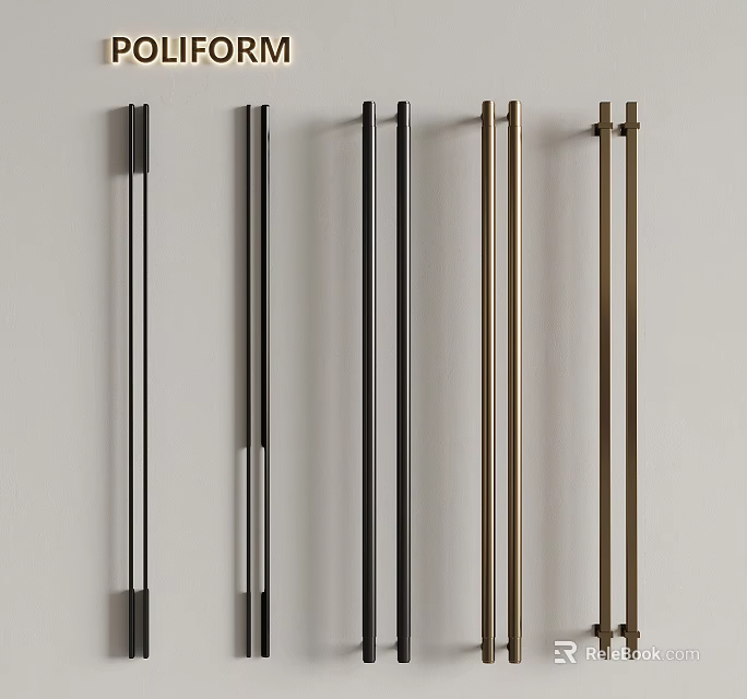 Sleek Modern Cabinet Handles with Various Colors for Home Renovation 3d model 