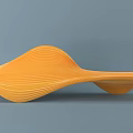 Modern Orange Wave Shaped Outdoor Chair With Sleek Curves And Wooden Texture
