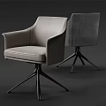 Modern Gray Fabric And Brown Leather Leisure Chairs With Black Metal Base Design