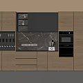 Modern Wooden Built in Wine Cabinet With Marble Countertop And Wine Bottle Storage