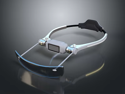 Ergonomic Smart Head Mounted Device With Silver Frame Black Components And Digital 3d model