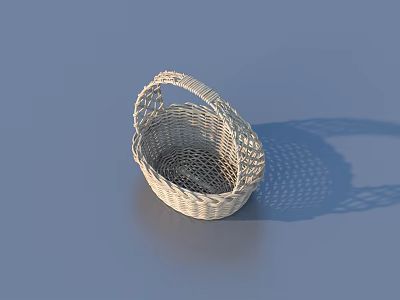 White Handwoven Wicker Basket For Household Storage And Daily Use 3d model