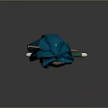 3D Model Adventurous Cartoon Character With Blue Hair Big Eyes Green Coat And Staff