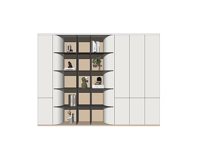 Modern White Bookcase Interior Design With Open Shelves And Decorative Items 3d model