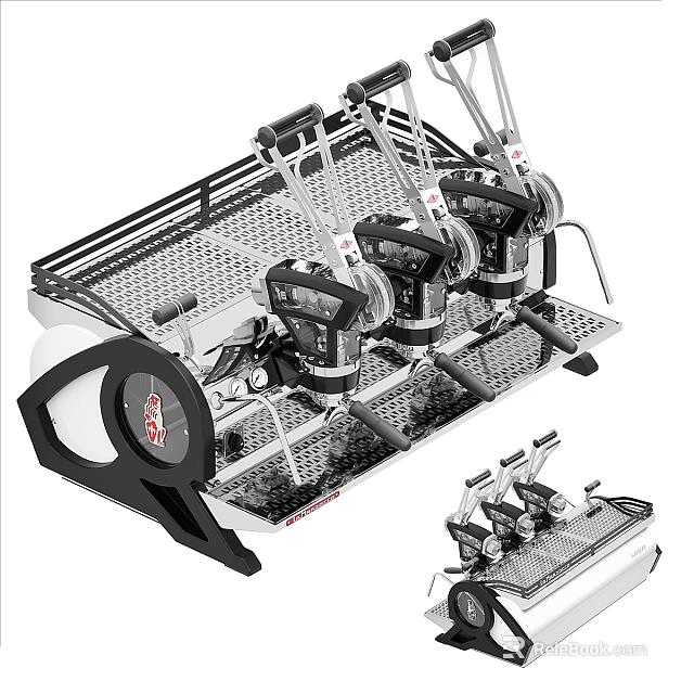 Professional Multiple Group Coffee Machine As Essential Daily Use Appliance With Stainless Steel Design 3d model 