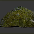 Natural Stone In Natural Form With Green Moss And Blue Spots On Rough Surface