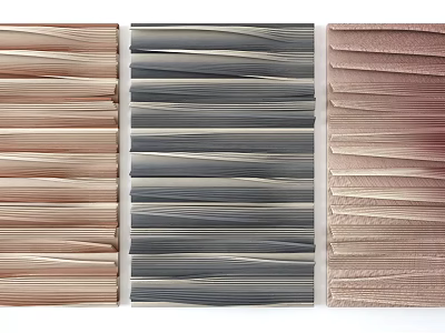 Unique Three Colored Textured Wavy Striped Modern Stylish Wall Decor For Home Interior 3d model