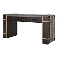 Vintage Brown Trunk Desk With Leather Straps And Storage Drawers For Retro Home Office