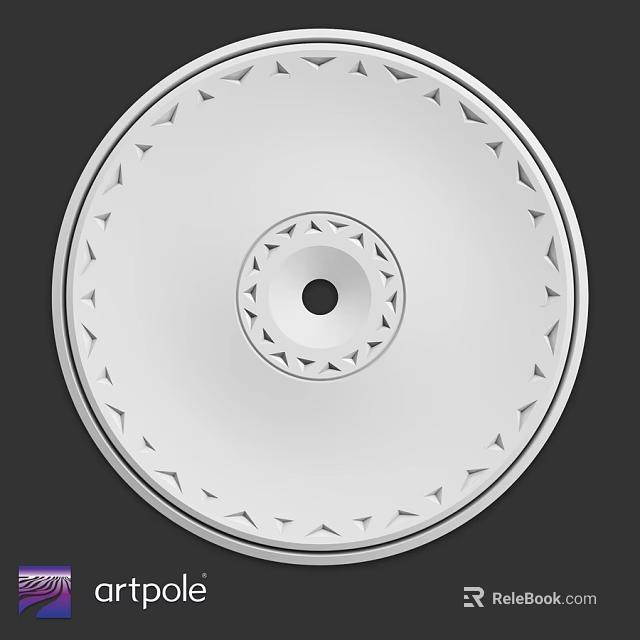 White Circular Decorative Component With Central Dot And Geometric Patterns 3d model 