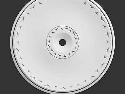White Circular Decorative Component With Central Dot And Geometric Patterns 3d model