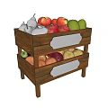 Two Tiered Wooden Fruit Stand Displaying Pears Apples Peaches And Various Fruits
