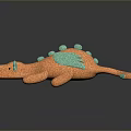 Orange Plush Dragon Toy With Green Wings Spikes Ears And Soft Texture