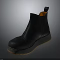 Black Leather Ankle Boots With Thick Sole And Orange Inner Lining For Daily Use